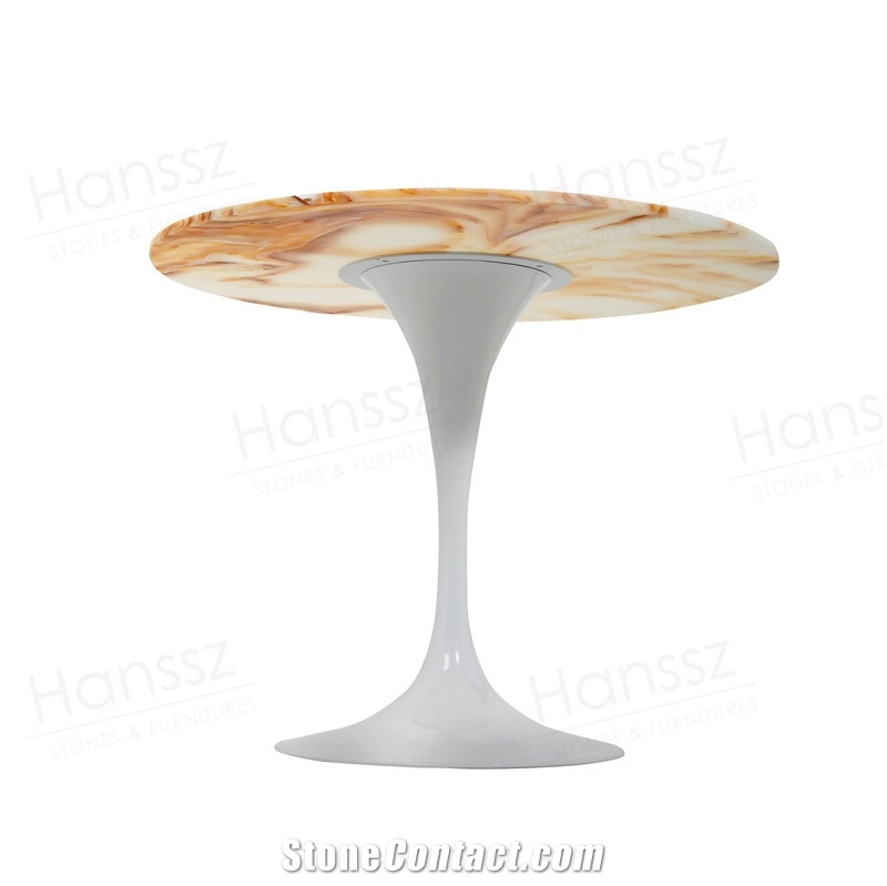 Dining Table Metal Base Onyx Stone Table Top