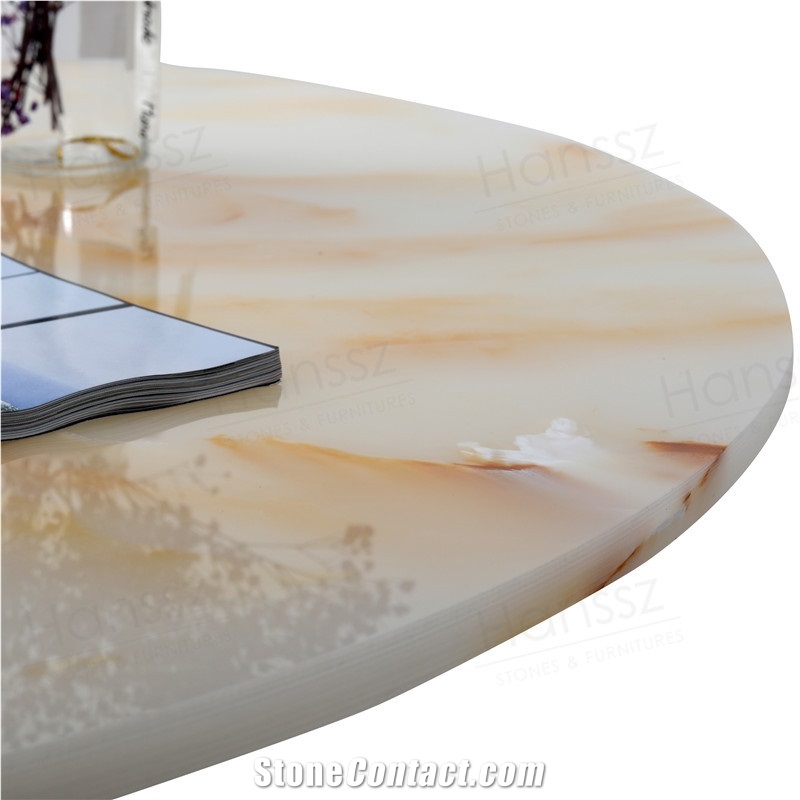 Dining Table Metal Base Onyx Stone Table Top