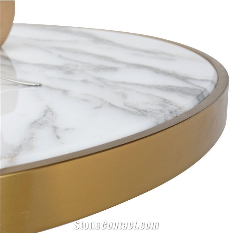 Round Marble Calacatta White Dining Table Top
