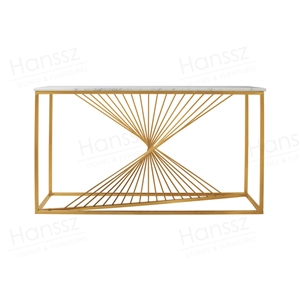 Natural Square Marble Console Table Gold Plat