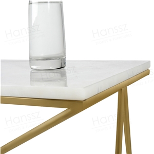 Square White Marble Table Metal Frame
