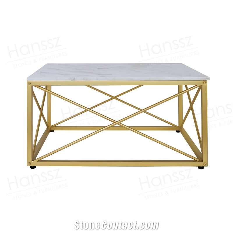 White Rectangular Box Marble Coffee Table