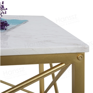 White Rectangular Box Marble Coffee Table