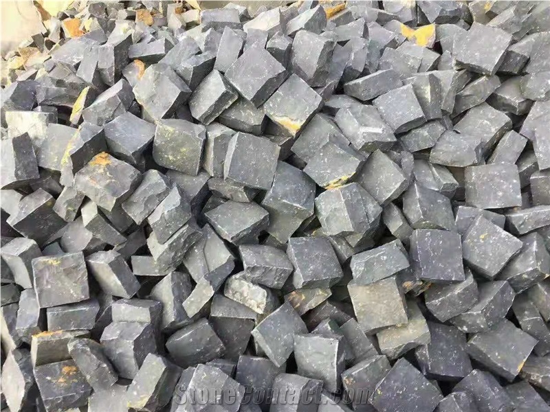 Black Basalt Paving Stone Cube Natural