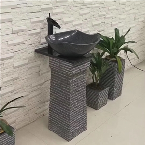 Black Granite G654 Pedestal Sink Stone Sink