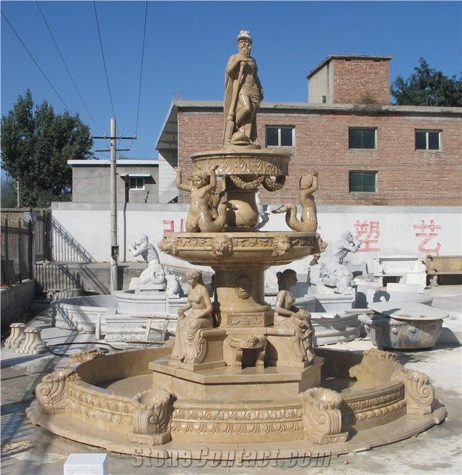 Sculptured Henan Yellow Limestone Fountains