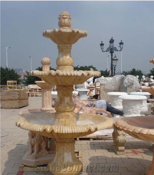 Sculptured Landscaping Yellow Limestone Fountain