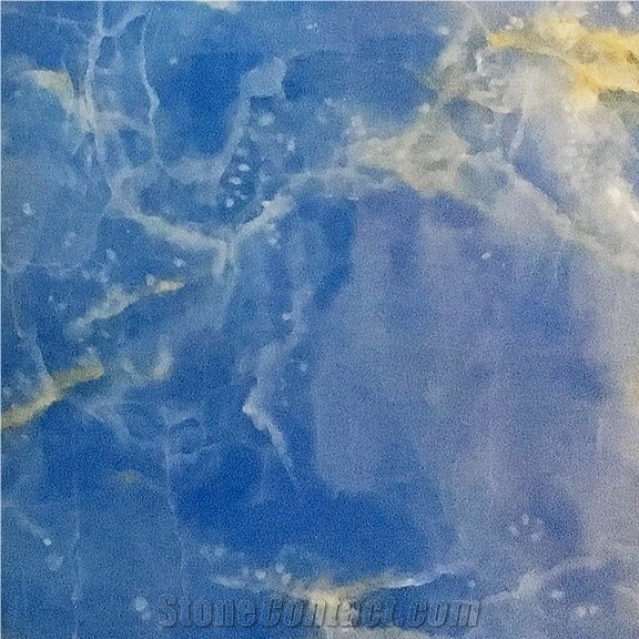 Painted Blue Color Polished 1.6 cm Onyx