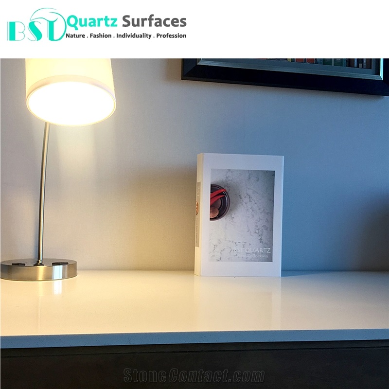 Artificial White Quartz Stone Slab for Bathroom Countertop