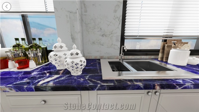 Big Blue Sodalite Kitchen Countertop
