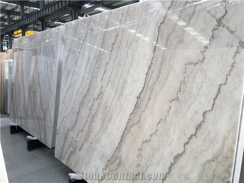 Guang Xi White Marble Slabs White Veins