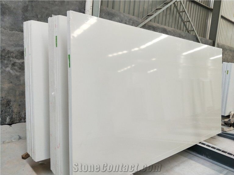 Surface Polished Snow White Artificial Marble