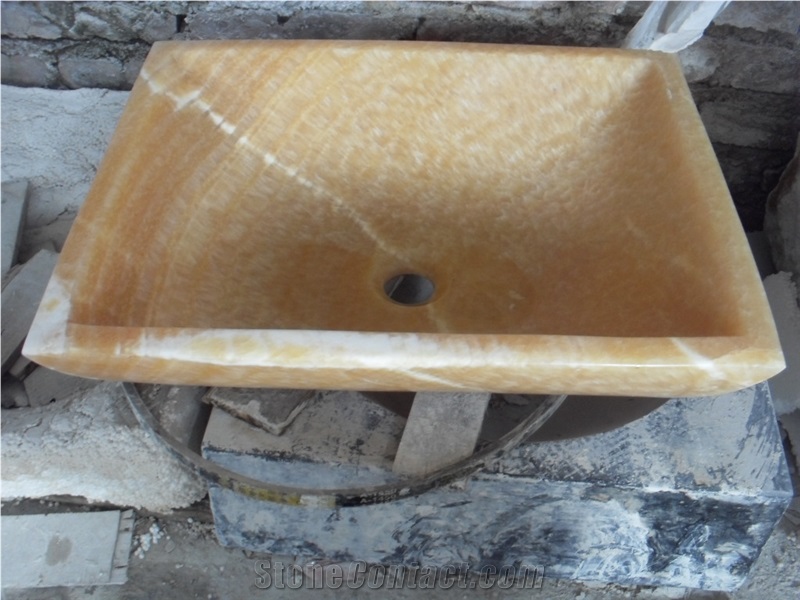 Honey Onyx Bathroom Sinks, Yellow Onyx Wash Basins