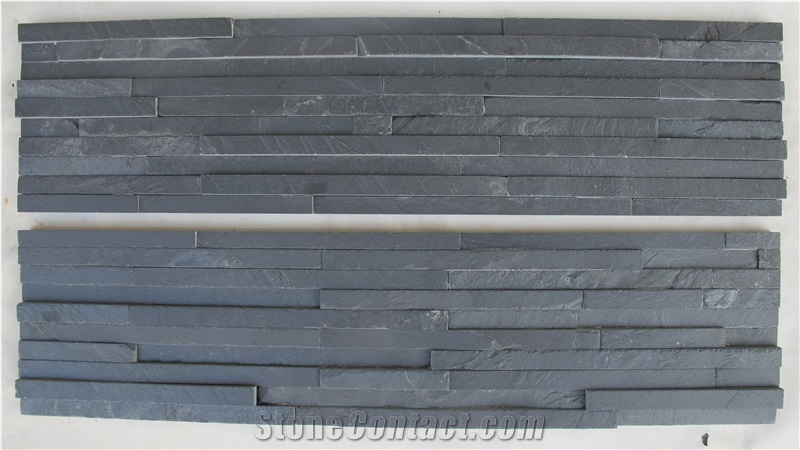 Es401 Black Slate Culture Stone Stacked Wall Tile