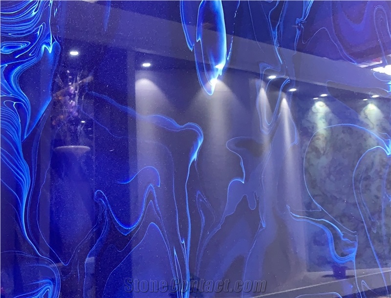Blue Artificial Onyx Polished Slab for Wall Covering