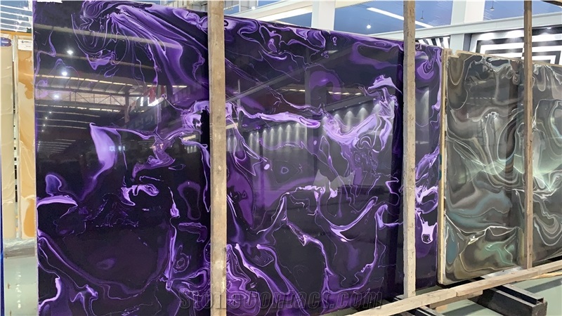 Purple Artificial Onyx Polished Slabs for Indoor