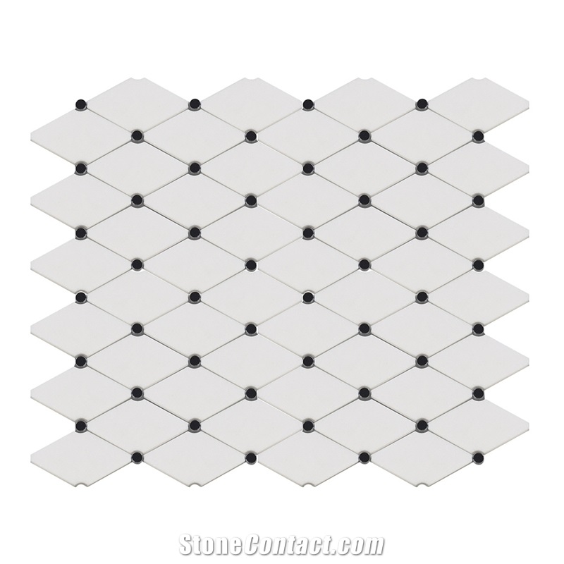 Thassos White Marble Diamond Mosaic Tile