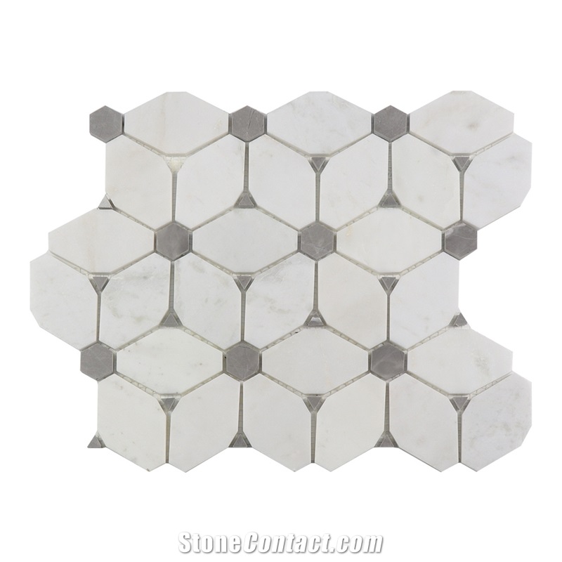 White Irregular Marble Mosaic Tile for Bathroom