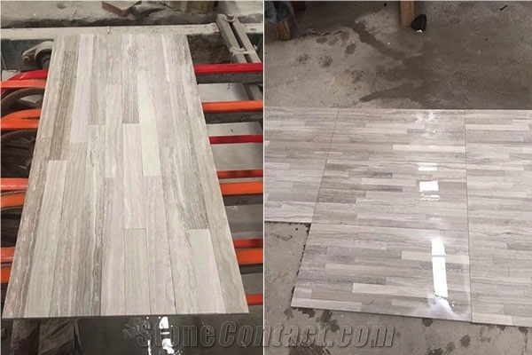 White Wooden Marble Cut to Size Tile, White Serpegiante