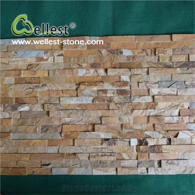 Figured Gold Wooden Grain Marble Cultured Stone