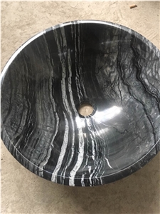 Black Marble Wash Basin Natural Stone Vessel Sinks