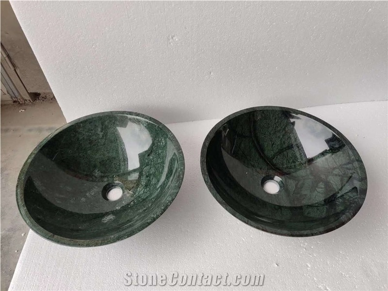 Green Marble Stone Wash Basins Round Bowls Sinks