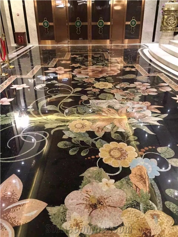 Marble Pattern Flower Waterjet Stone Mosaic