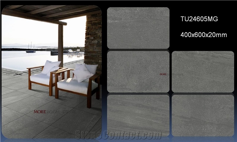 Anti Slip Exterior Floor Outdoor Porcelain Tiles, Grey Sandstone Pool Coping