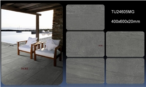 Anti Slip Exterior Floor Outdoor Porcelain Tiles, Grey Sandstone Pool Coping
