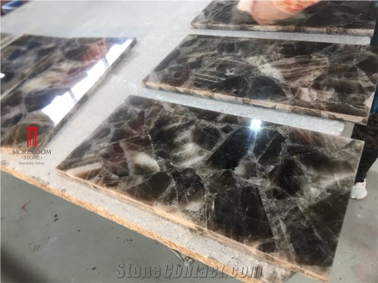 Backlit Natural Smoky Crystal Quartz for Table Top