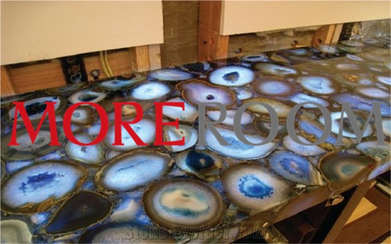Blue Gemstone Agate Bar Tops, Commercial Counters