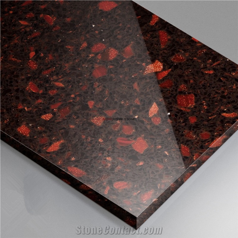 Foshan Red Quartz Stone Flooring Cut to Size Tiles