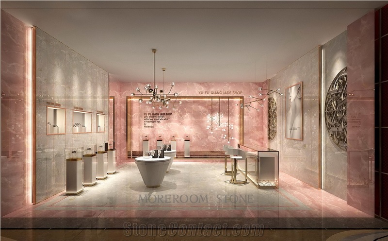 Pink Onyx Look Flooring Ceramic Tile Bathroom Wall