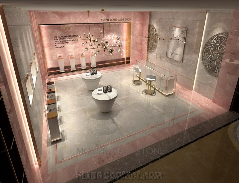 Pink Onyx Look Flooring Ceramic Tile Bathroom Wall