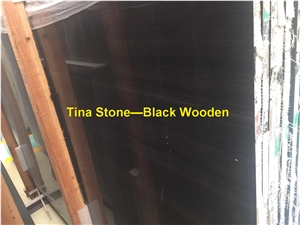 Black Wooden Marble Polished Slabs Tiles Cladding