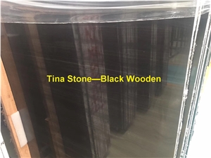 Black Wooden Marble Polished Slabs Tiles Cladding