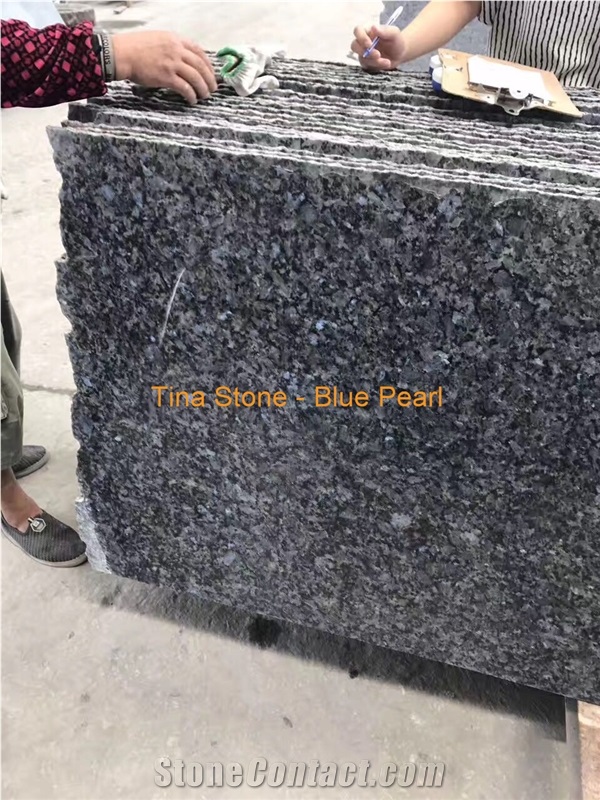 Dark Blue Pearl Granite Flamed Slabs Tiles Wall