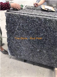 Dark Blue Pearl Granite Flamed Slabs Tiles Wall