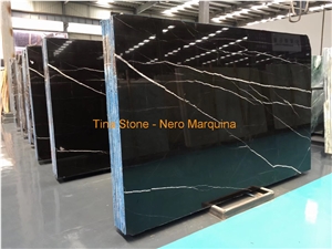 Nero Marquina Black Polished Marble Tile Slab Wall