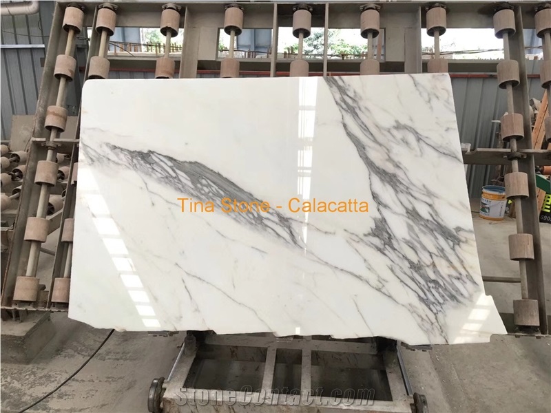 White Calacatta Marble Polished Tiles Slabs Wall