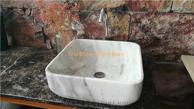 White Marble Kitchen Bathroom Sinks Bowls