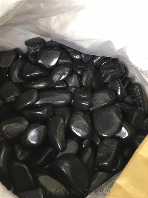 High Quality High Polished Black River Stone 5-7cm