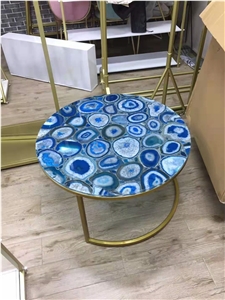 Precious Stone Table#1 Blue Agate Table
