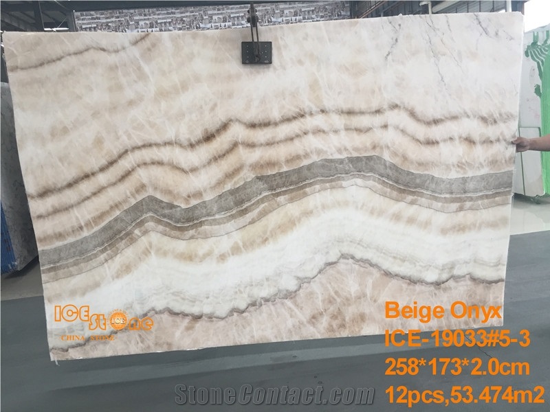 Chinese Beige Onyx Slabs Tiles/China Wooden Onyx