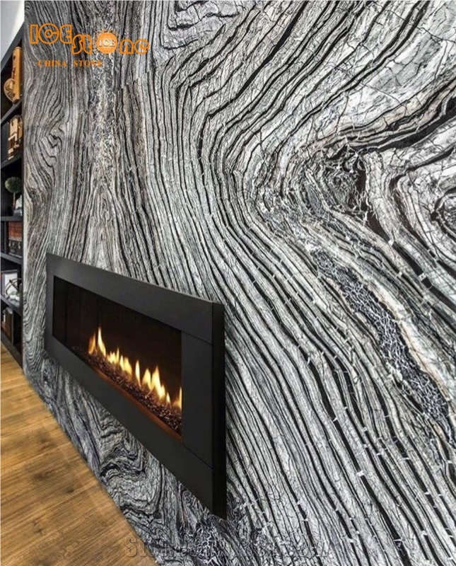 Silver Wave Fantasy Wooden Pattern Marble
