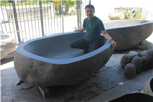 Stone Bathtub Bali Grey Riverstone Indonesia