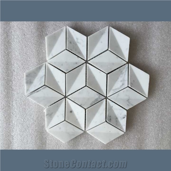 Bianco Carrara 3d Honed Marble Mosaic