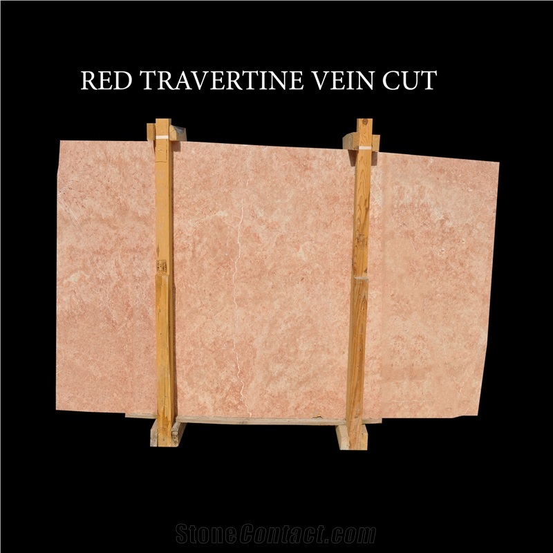 Red Travertine &  Pink Travertine Vein Cut