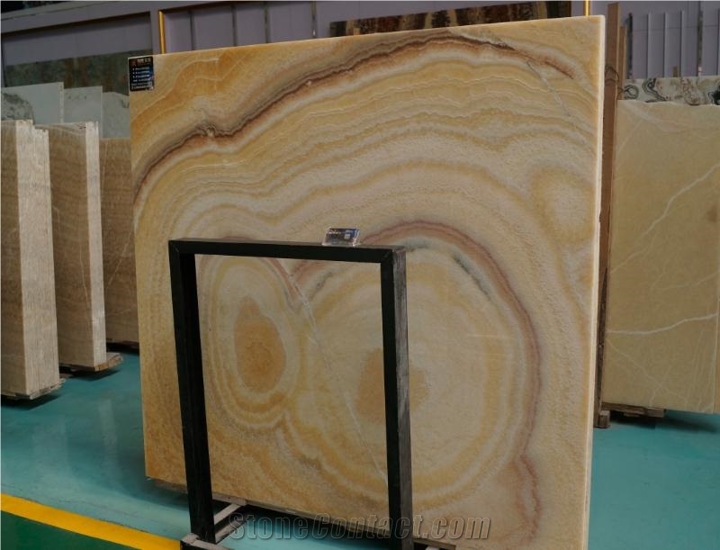 A Grade Yellow Crystal Onyx Slab Wall Covering