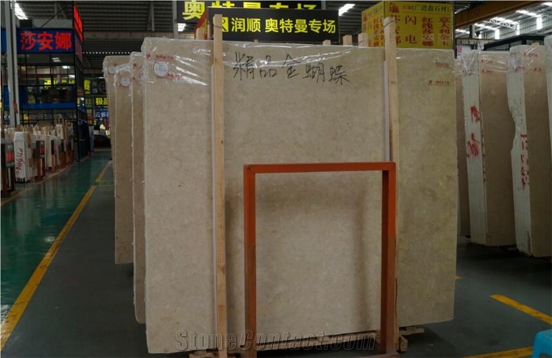 Oman Gold Butterfly Marble Slabs For Outdoor Flooring Use